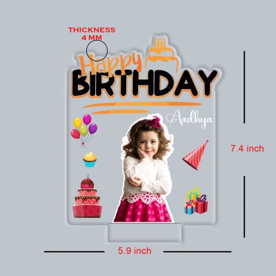 Personalized Happy Birthday LED Night Lamp with Photo Gift for Birthday Girl Warm White Light Birthday Gift for Daughter Return Gift for Girls